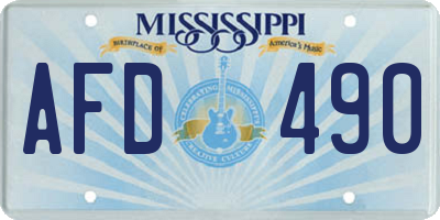 MS license plate AFD490