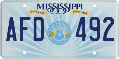 MS license plate AFD492