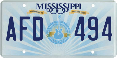 MS license plate AFD494