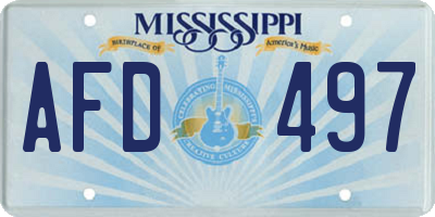 MS license plate AFD497