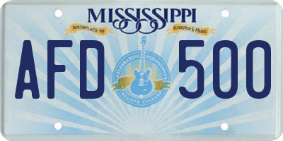 MS license plate AFD500