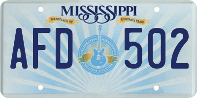 MS license plate AFD502
