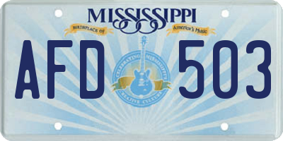 MS license plate AFD503