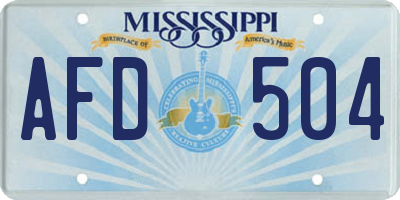 MS license plate AFD504