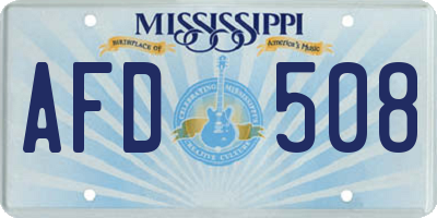 MS license plate AFD508
