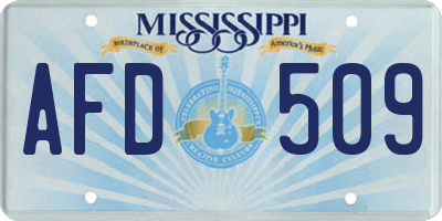 MS license plate AFD509