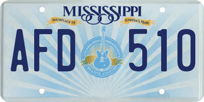 MS license plate AFD510