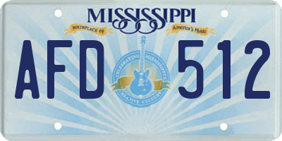 MS license plate AFD512