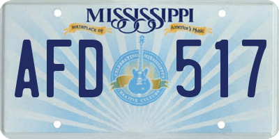 MS license plate AFD517