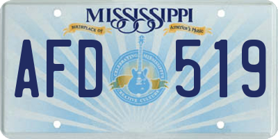 MS license plate AFD519
