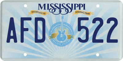MS license plate AFD522