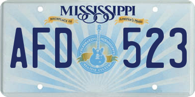 MS license plate AFD523