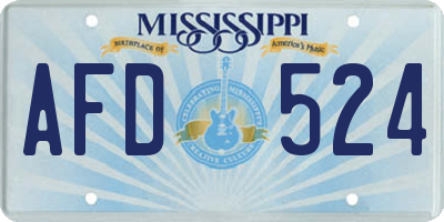 MS license plate AFD524