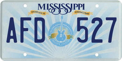 MS license plate AFD527