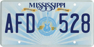 MS license plate AFD528