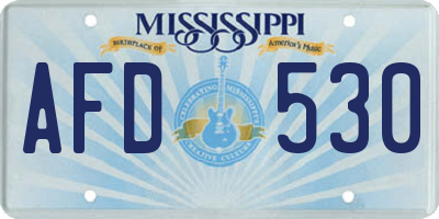 MS license plate AFD530