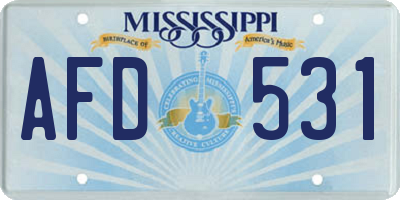 MS license plate AFD531