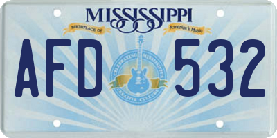 MS license plate AFD532