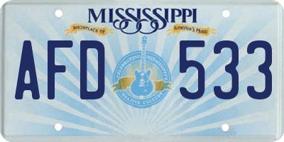 MS license plate AFD533