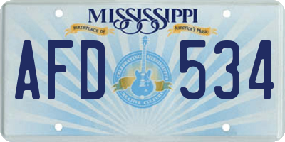 MS license plate AFD534