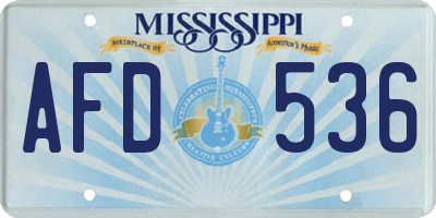 MS license plate AFD536