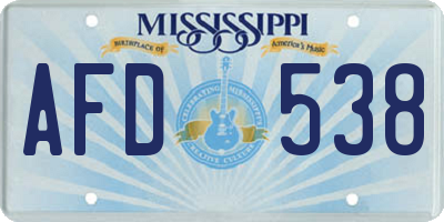 MS license plate AFD538
