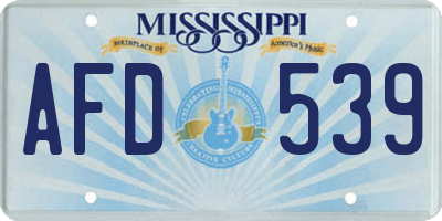 MS license plate AFD539