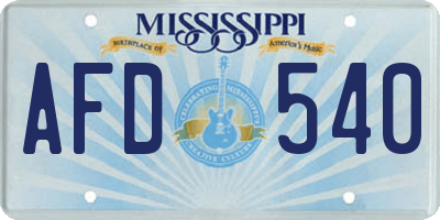MS license plate AFD540