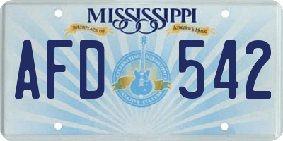 MS license plate AFD542