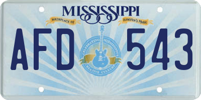 MS license plate AFD543