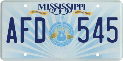 MS license plate AFD545