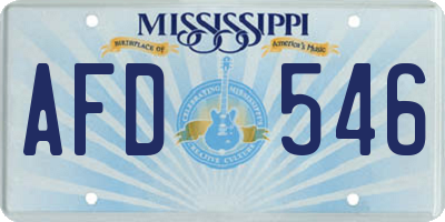 MS license plate AFD546