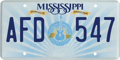 MS license plate AFD547