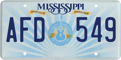 MS license plate AFD549