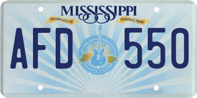 MS license plate AFD550