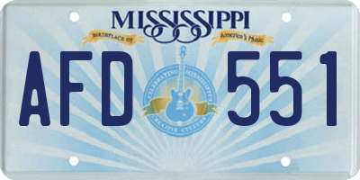 MS license plate AFD551
