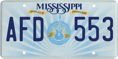 MS license plate AFD553