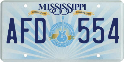 MS license plate AFD554