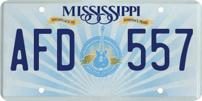 MS license plate AFD557