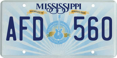 MS license plate AFD560