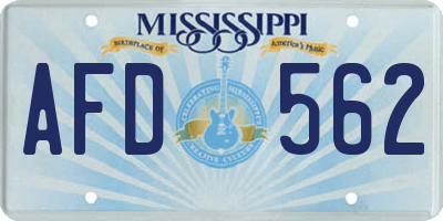 MS license plate AFD562