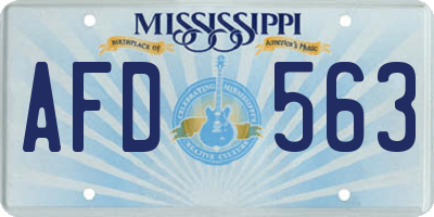 MS license plate AFD563