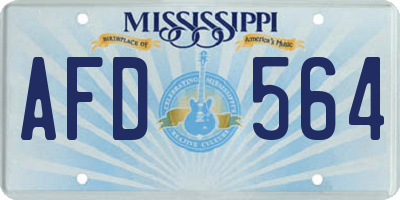 MS license plate AFD564