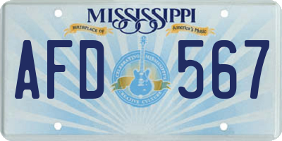 MS license plate AFD567