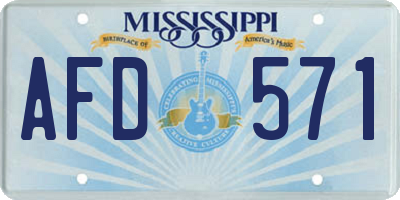 MS license plate AFD571