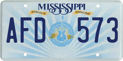 MS license plate AFD573