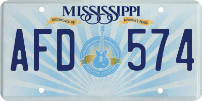 MS license plate AFD574