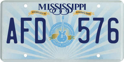 MS license plate AFD576