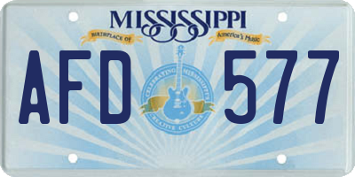 MS license plate AFD577