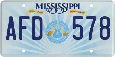 MS license plate AFD578